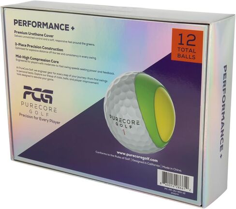 PURECORE Performance+ Distance Golf Balls – Premium 3-Piece Urethane | 98 Compression | Extra Soft Feel, Predictable Flight, Balanced Spin & Consistent Distance in Saudi Arabia