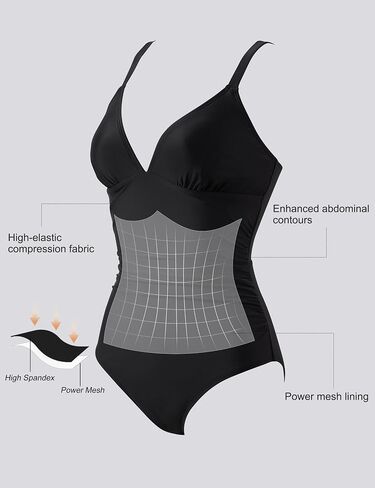 SUUKSESS Women Tummy Control One Piece Swimsuit Sexy V Neck Push Up Bathing Suit in Saudi Arabia