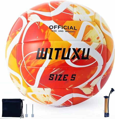 Official Size 5 Volleyball, Soft Touch Waterproof PU Leather Cover & Reinforced Rubber Bladder - for Indoor, Outdoor, Pool, Beach - Includes Air Pump & Inflation Needle in Saudi Arabia
