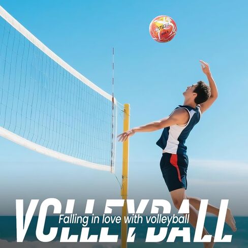 Official Size 5 Volleyball, Soft Touch Waterproof PU Leather Cover & Reinforced Rubber Bladder - for Indoor, Outdoor, Pool, Beach - Includes Air Pump & Inflation Needle in Saudi Arabia