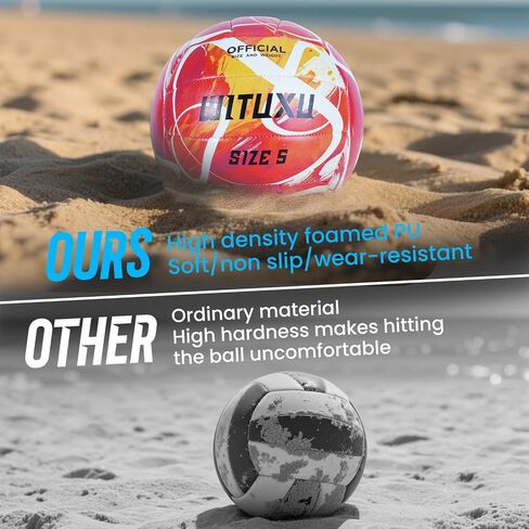 Official Size 5 Volleyball, Soft Touch Waterproof PU Leather Cover & Reinforced Rubber Bladder - for Indoor, Outdoor, Pool, Beach - Includes Air Pump & Inflation Needle in Saudi Arabia