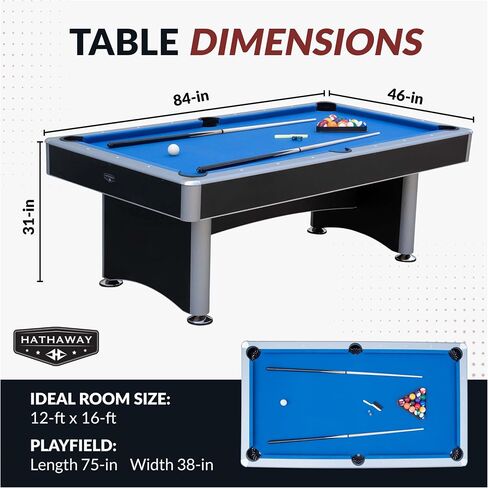 Hathaway Maverick 7 Foot Pool Table with Table Tennis Top – with Accessories for Both Games – Space-Saving Ping Pong and Pool Table Combo for Families – Matte Black Finish in Saudi Arabia