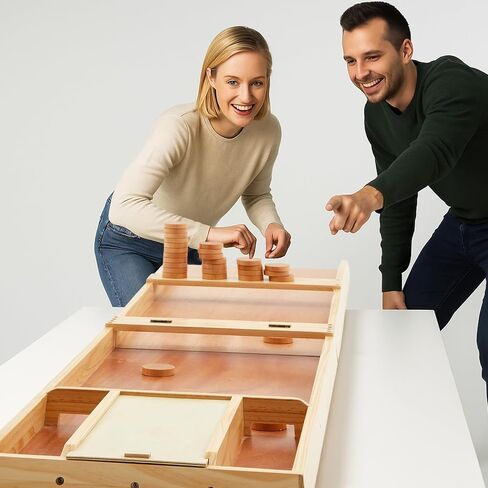 Folding Dutch Shuffleboard Wooden Dutch Shuffleboard with Accessories, 79" L x 16" w x 2" h in Saudi Arabia