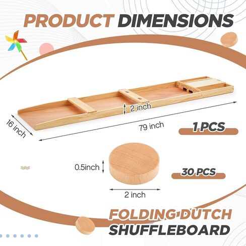 Folding Dutch Shuffleboard Wooden Dutch Shuffleboard with Accessories, 79" L x 16" w x 2" h in Saudi Arabia