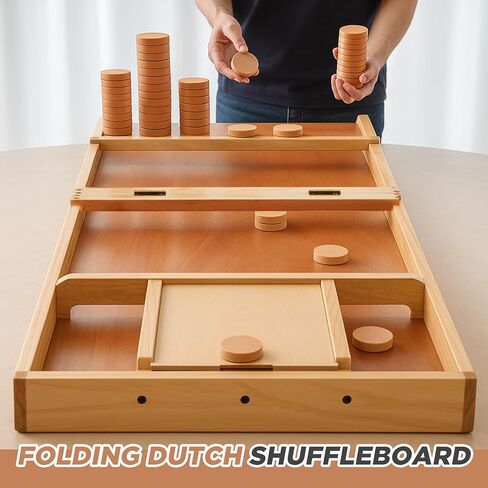 Folding Dutch Shuffleboard Wooden Dutch Shuffleboard with Accessories, 79" L x 16" w x 2" h in Saudi Arabia