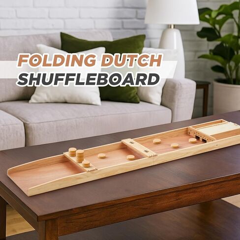 Folding Dutch Shuffleboard Wooden Dutch Shuffleboard with Accessories, 79" L x 16" w x 2" h in Saudi Arabia