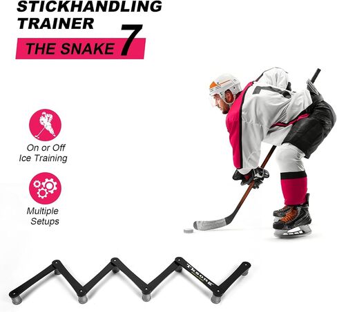 Hockey Training Equipment - Adjustable Hockey Trainer for Stick Handling & Puck Control | Portable Training Aids for Kids & Adults | On/Off Ice Use，5/7 Sections in Saudi Arabia