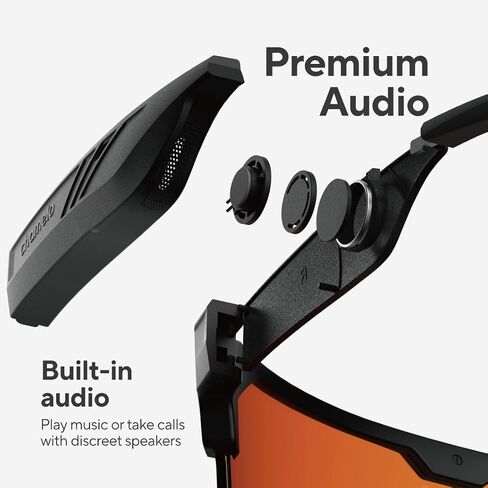 نظارات شمسية ذكية من Chamelo Music Shield - إطار أبيض غير لامع، عدسات دخانية | نظارات بلوتوث مفتوحة الأذن للرجال والنساء مع تحكم إلكتروني في اللون، مقاومة للعرق، نظارات رياضية، حماية من الأشعة فوق البنفسجية بنسبة 100% in Kuwait