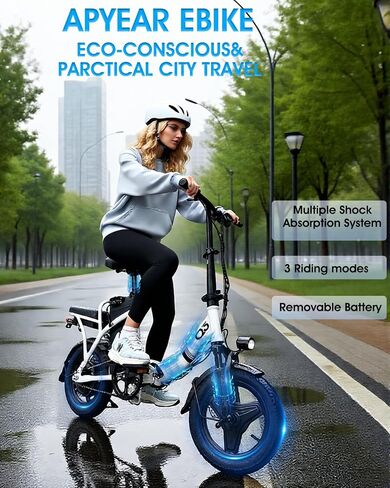 APYEAR Electric Bike for Adults, Ebike, Electric Bicycle with 576WH Removable Battery,14"/26" Folding Ebike, 20MPH,20+ Miles(MAX),500W High Motor,Multi-Shock Absorption,UL 2849,Commuting Mini E Bikes in Saudi Arabia