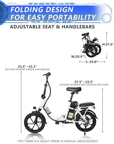 APYEAR Electric Bike for Adults, Ebike, Electric Bicycle with 576WH Removable Battery,14"/26" Folding Ebike, 20MPH,20+ Miles(MAX),500W High Motor,Multi-Shock Absorption,UL 2849,Commuting Mini E Bikes in Saudi Arabia