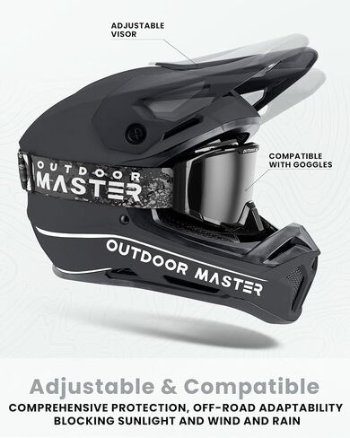 خوذة دراجة جبلية كاملة الوجه للرجال والنساء من OutdoorMaster - متينة، مقاومة للصدمات، جيدة التهوية، قناع قابل للتعديل - خوذة سباق BMX MTB على المنحدرات in Saudi Arabia