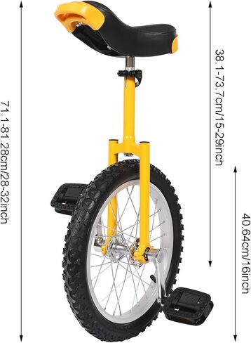 16 Inch Wheel Unicycle, Outdoor Unicycle with 2 Pedals One Wheel Bike Adjustable Seat Exercise Bicycle Outdoor Sports Fitness Exercise Unicycles in Kuwait