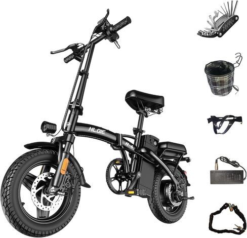Folding Electric Bike for Adults, Peak 500W Motor,23MPH Max Speed Foldable Electric Bicycles,14" Ebike, 48V12AH Battery 35 Miles PAS Range Mini E Bikes for Adults and Teens in Saudi Arabia