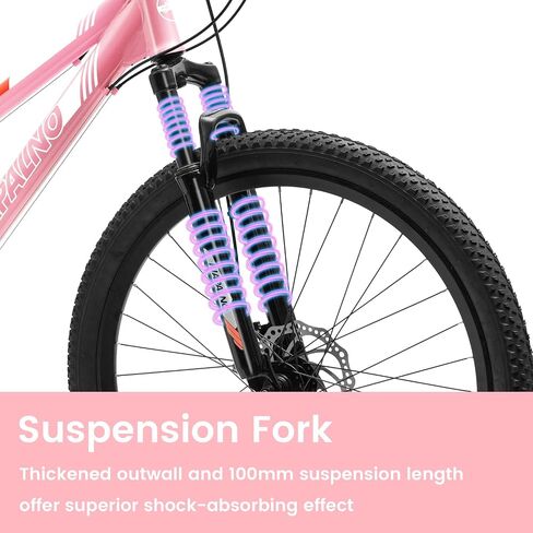 24 26 Inch Women Girls Mountain Bike, Disc/V Brakes 21 Speeds Women Bike, Sturdy Steel Frame and Suspension Fork, Stylish Adult and Teens Bicycle for Urban Trail Snow Commuter in Kuwait