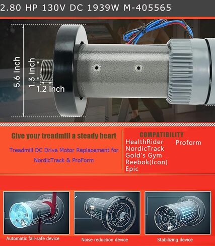 M-405565 Treadmill DC Drive Motor with Flywheel, 2.80 HP 130V DC 1939W Replacement for NordicTrack & ProForm – Compatible with 314571, 362190, 356334, 405618, 349568, C3364B4370M in Saudi Arabia