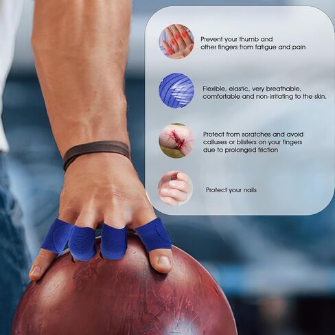 Larrel 100PCS Bowling Tape, 2.8x7.5cm/1.1x3inch Bowling Finger Tape, 4 Colors Bowling-Ball Thumb Tapes, Bowler Protective Tapes for Women and Men, Bowling-Accessories for Bowlers Exercise Sport in Saudi Arabia
