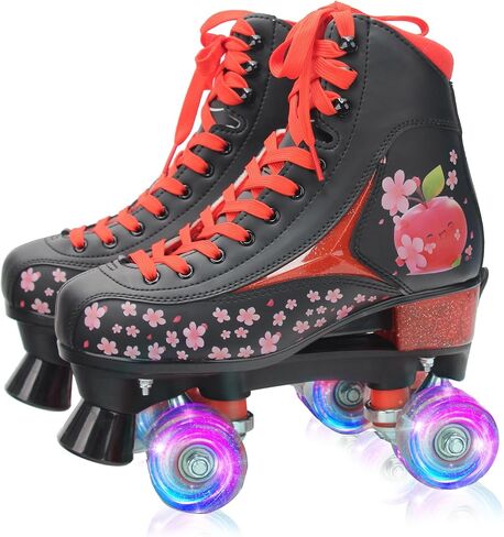 LKD Adjustable Roller Skates for Kids & Teens (Ages 6-18) – Comfortable Quad Skates with Half-Size Dial, Plush Velvet Lining, Anti-Blister Design – Trendy Two-Tone Colors in Saudi Arabia