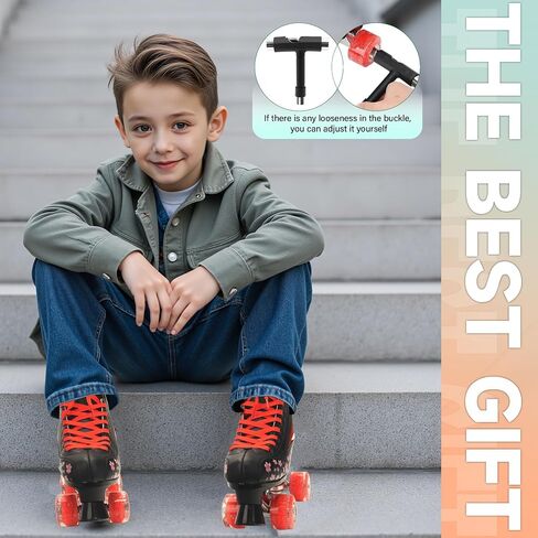 LKD Adjustable Roller Skates for Kids & Teens (Ages 6-18) – Comfortable Quad Skates with Half-Size Dial, Plush Velvet Lining, Anti-Blister Design – Trendy Two-Tone Colors in Saudi Arabia