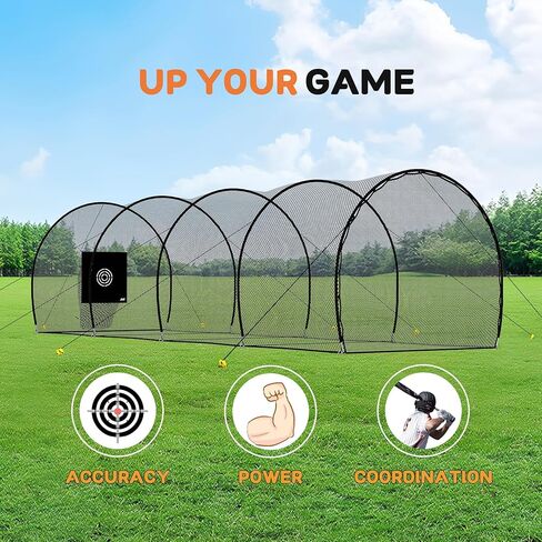 MR 40FT Batting Cage Baseball Softball w/Sock Pocket, Hitting Cage Net and Frame Backyard Baseball Softball Training Equipment, Freestanding Portable in Saudi Arabia