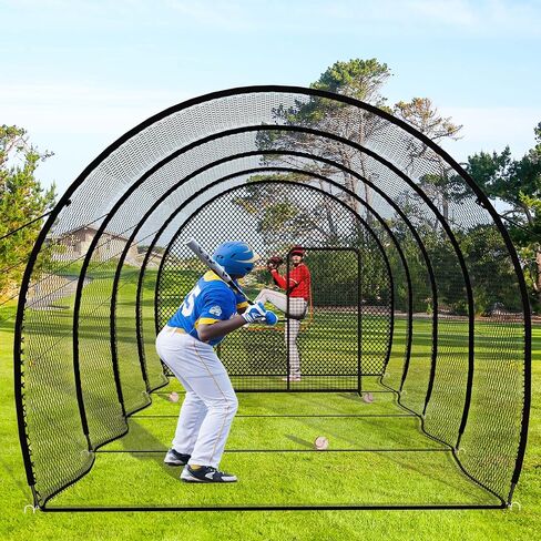 MR 40FT Batting Cage Baseball Softball w/Sock Pocket, Hitting Cage Net and Frame Backyard Baseball Softball Training Equipment, Freestanding Portable in Saudi Arabia