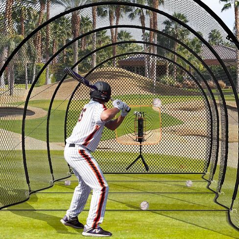 MR 40FT Batting Cage Baseball Softball w/Sock Pocket, Hitting Cage Net and Frame Backyard Baseball Softball Training Equipment, Freestanding Portable in Saudi Arabia