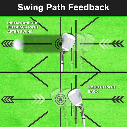 Golf Hitting Mat, Golf Mats Practice Outdoor Indoor for Swing Path Feedback Detection Batting, 16"x12" Artificial Dual Turf Golf Mat with Tees for Training, Driving, Chipping in Kuwait