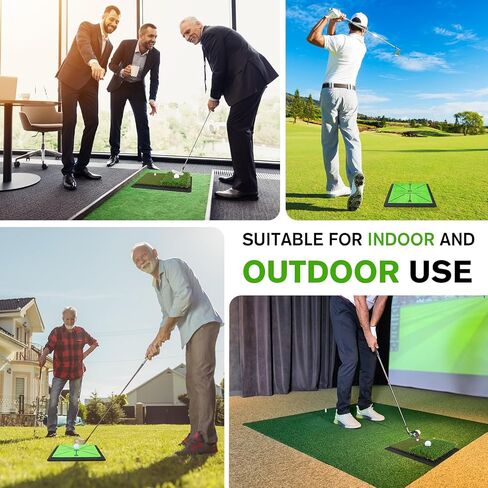 Golf Hitting Mat, Golf Mats Practice Outdoor Indoor for Swing Path Feedback Detection Batting, 16"x12" Artificial Dual Turf Golf Mat with Tees for Training, Driving, Chipping in Kuwait