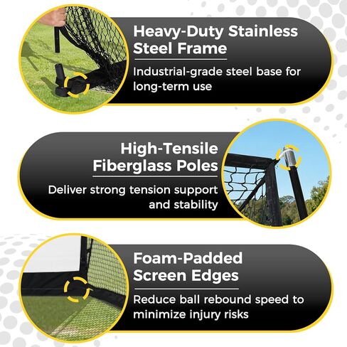 MangoStar Golf Net, 11x8ft Golf Simulators Hitting Net with High-Density Impact Screen and Target Cloth, Heavy Duty Practice Cage for Swing Driving, Home Backyard Garage Indoor Outdoor Use in Kuwait