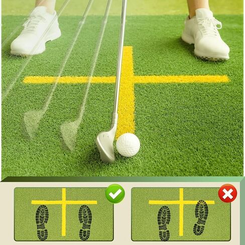 Golf Hitting Mat with Ball Tray, Stance Guide Cross-Line, 5x4ft & 6x4ft, 26mm & 31mm Thickness Green Turf Practice Mats for Indoor Outdoor, for Men, Dad, Husband & Golf Lovers in Saudi Arabia
