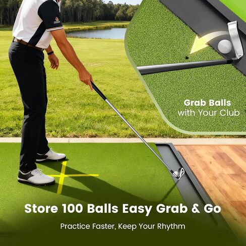 Golf Hitting Mat with Ball Tray, Stance Guide Cross-Line, 5x4ft & 6x4ft, 26mm & 31mm Thickness Green Turf Practice Mats for Indoor Outdoor, for Men, Dad, Husband & Golf Lovers in Saudi Arabia