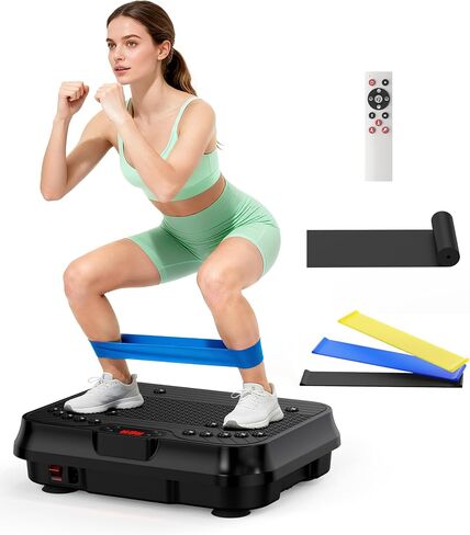 Shake Plate, Vibration Plate Exercise Machine for Lymphatic Drainage, 400 Lbs Capacity Whole Body Vibrating Plate Workout with Fitness Resistance Bands, Max Vibrating Frequency 250/Min for Weight Loss in Saudi Arabia