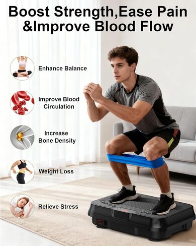 Shake Plate, Vibration Plate Exercise Machine for Lymphatic Drainage, 400 Lbs Capacity Whole Body Vibrating Plate Workout with Fitness Resistance Bands, Max Vibrating Frequency 250/Min for Weight Loss in Saudi Arabia