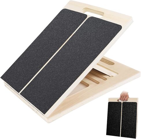 Slant Board for Calf Stretching, Adjustable Wooden Incline Board with Anti-Slip EVA Base, 300LB Capacity Portable Calf Stretcher for Physical Therapy, Squats, Ankle & Heel Support at Home/Gym in Saudi Arabia