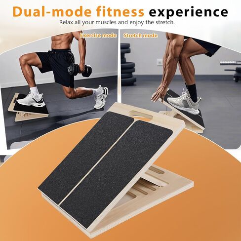 Slant Board for Calf Stretching, Adjustable Wooden Incline Board with Anti-Slip EVA Base, 300LB Capacity Portable Calf Stretcher for Physical Therapy, Squats, Ankle & Heel Support at Home/Gym in Saudi Arabia