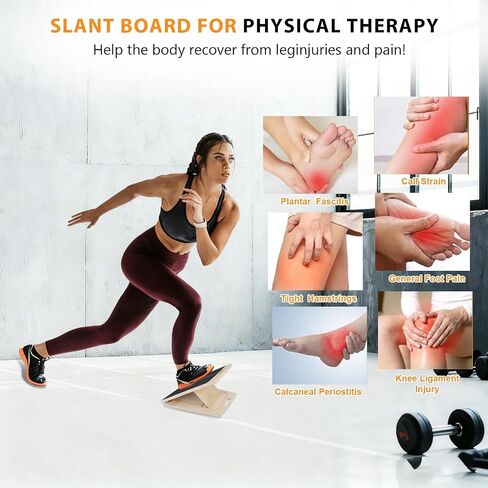 Slant Board for Calf Stretching, Adjustable Wooden Incline Board with Anti-Slip EVA Base, 300LB Capacity Portable Calf Stretcher for Physical Therapy, Squats, Ankle & Heel Support at Home/Gym in Saudi Arabia