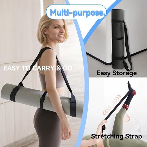 Adjustable Yoga Mat Strap Carrier, Thick Wide Yoga Mat Holder with Hook-and-loop fastener for yoga enthusiast, Travel Gym, Black Non-Slip Yoga Straps for Carrying Mats in Saudi Arabia