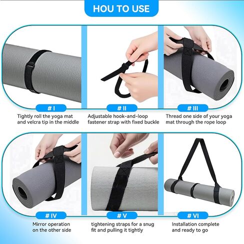 Adjustable Yoga Mat Strap Carrier, Thick Wide Yoga Mat Holder with Hook-and-loop fastener for yoga enthusiast, Travel Gym, Black Non-Slip Yoga Straps for Carrying Mats in Saudi Arabia