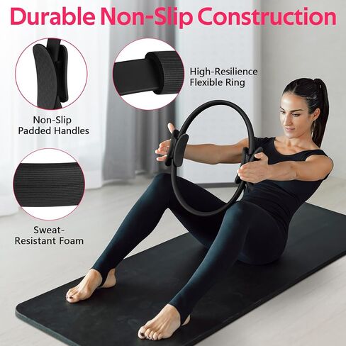 WALITO Pilates Ring Set for Women, Home Pilates Equipment Kit with Resistance Bands, Figure 8 Workout Bands, Magic Circle, Mini Ball, Compact Toning Fitness Essentials Starter Set Accessories Gift in Kuwait