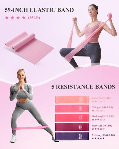 Home Workout Pilates Kit for Women, Better me Pilates Ring and Ball Set Essentials Equipment, with 5 Resistance Bands, Massager Roller, Yoga Starter Accessories for Toning Arms, Thighs & Core in Saudi Arabia
