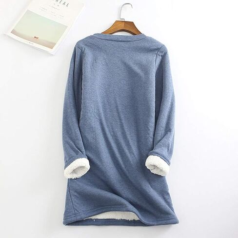 Crewneck Sweatshirts Women Fleece Lined Warm Shirts Winter Thermal Long Sleeve Fitted Pullover Tops Loungewear in Saudi Arabia
