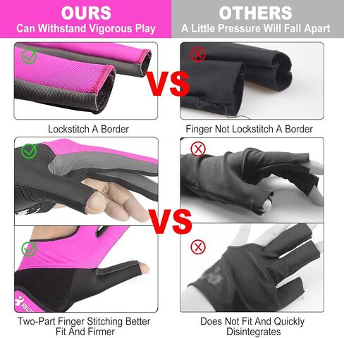 YFY Billiard Pool Gloves for Left Hand 3 Finger, Splicing Process, Snooker Cue Sport Glove Popular Sizes for Men & Women in Kuwait