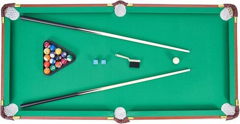 VEVOR Folding Pool Table,Portable Billiards Tables, Foldable Space-Saving Entertainment Game Set Includes Ball, Cue, Rack, Chalk, Brush, Brown with Bule Cloth, for Family Use, Recreation Room in Saudi Arabia