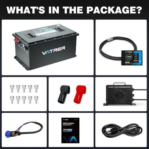 51.2V 105Ah Lithium Golf Cart Battery, Built-in Smart 200A BMS, with Touch Monitor & Mobile APP, VATRER POWER 4000+ Cycles Rechargeable LiFePO4 Battery, Max 10.24kW, Perfect for Golf Carts in Saudi Arabia