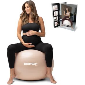 BABYGO Birthing Ball - Pregnancy Yoga Labor & Exercise Ball & Book Set Trimester Targeting, Maternity Physio, Birth & Recovery Plan Included Anti Burst Eco Friendly in Kuwait