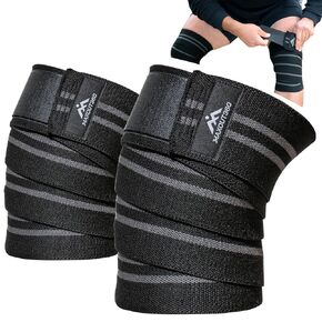 Knee Wraps for Weightlifting (Pair), 78 Inch Cotton Knee Wrap for Squats, Leg Wraps Workouts & Powerlifting with Leg Wrap Providing Compression & Elastic Support, Black in Saudi Arabia