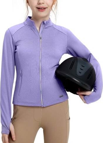 FitsT4 Sports Girls Fleece Equestrian Shirt Horse Riding Jacket Fall Winter Warm Horseback Riding Shirts Athletic Outwear in Saudi Arabia