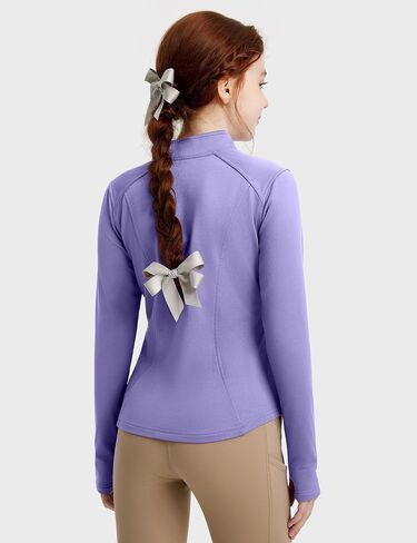 FitsT4 Sports Girls Fleece Equestrian Shirt Horse Riding Jacket Fall Winter Warm Horseback Riding Shirts Athletic Outwear in Saudi Arabia