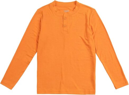 تي شيرت للأولاد بأكمام طويلة من Henley تي شيرت عادي بمزيج ثلاثي وفتحة رقبة مستديرة وأزرار وقمصان علوية غير رسمية in Kuwait