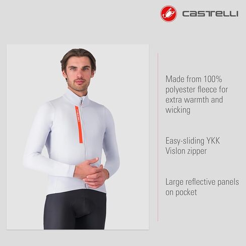 جيرسي Entrata الحراري للرجال من Castelli، طبقة أساسية معزولة من الصوف بسحاب وأكمام طويلة لركوب الدراجات على الطرق الشتوية وركوب الدراجات على الحصى in Kuwait