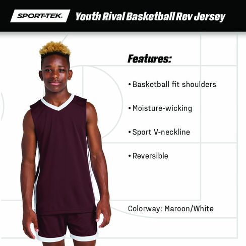 SPORT-TEK Youth Rival Basketball Rev Jersey YST900 in Saudi Arabia